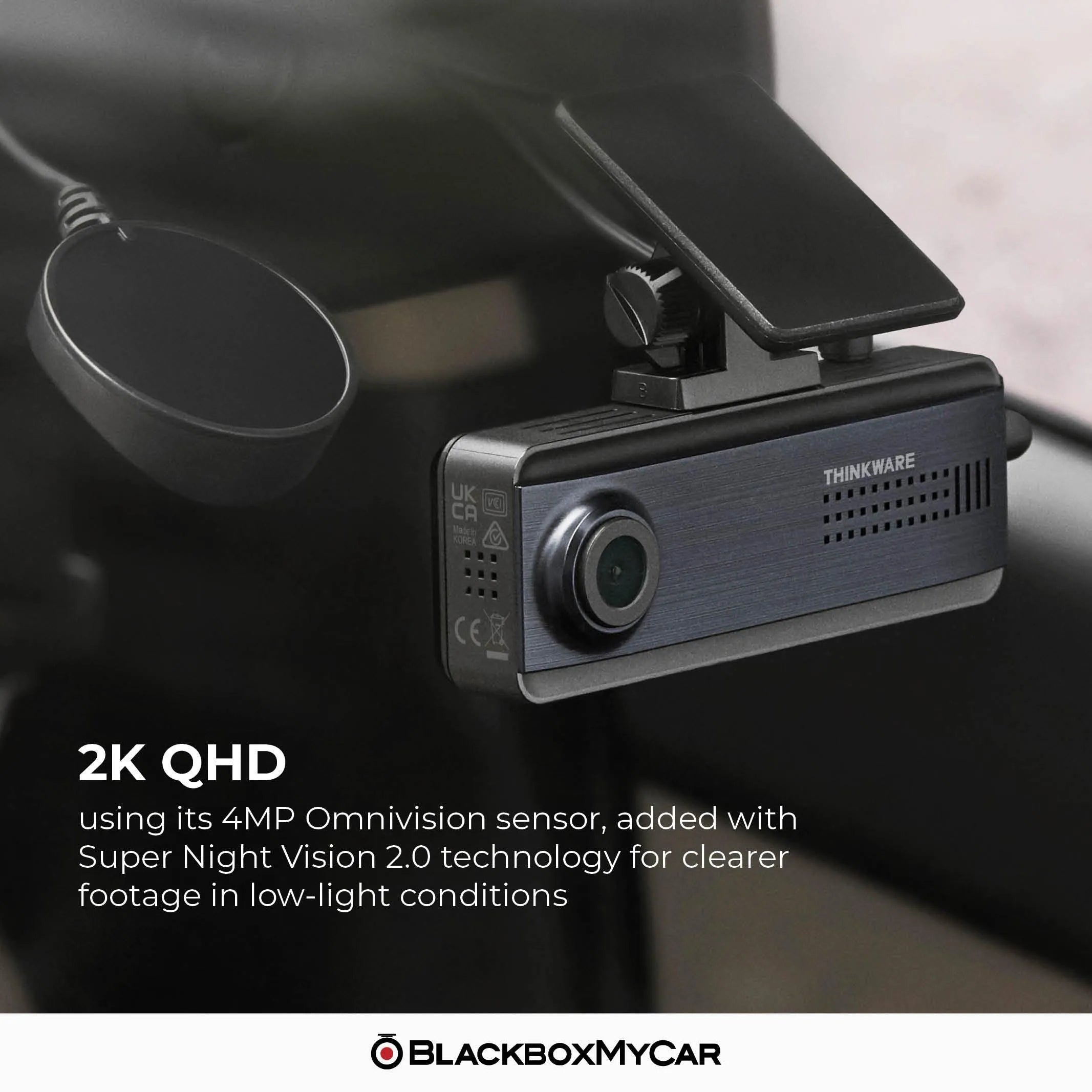 Thinkware Q200 2CH Dash Cam | 2K QHD Front + 1080p Rear, Super Night Vision 2.0 & GPS Included
