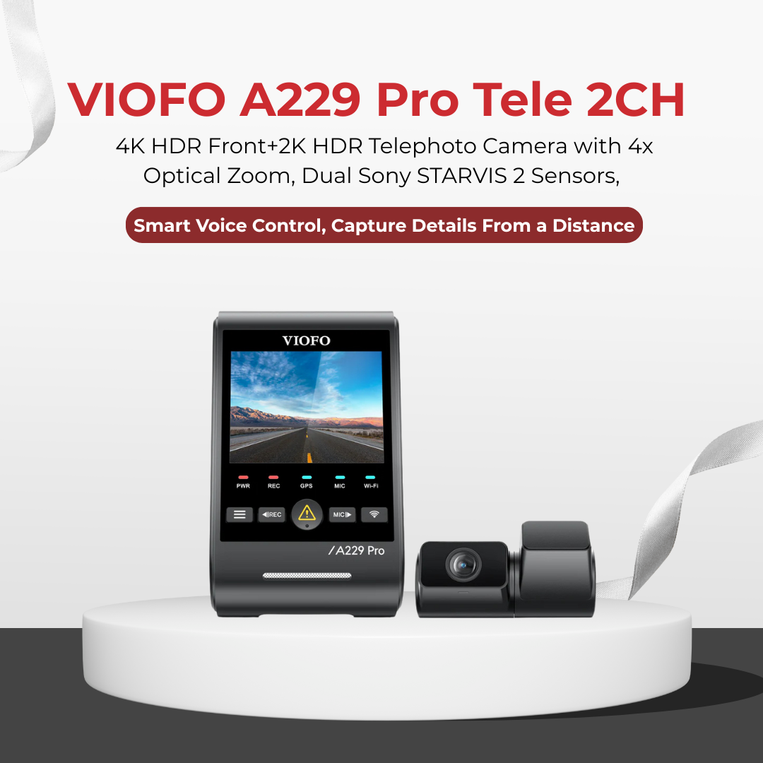 VIOFO A229 Pro Tele 2CH 4K+2K Telephoto 4x Optical Zoom Dash Cam