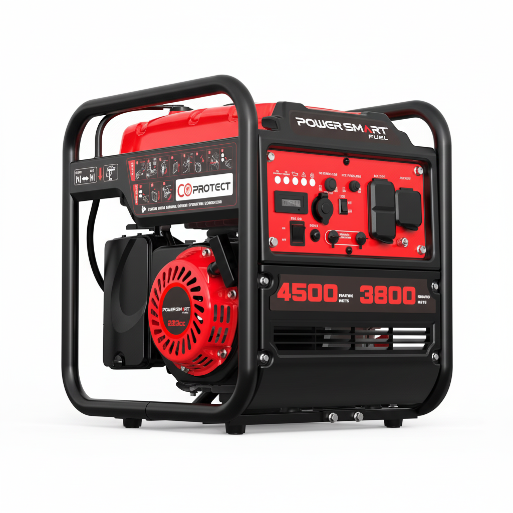 PowerSmart DB5041C Open Frame Gas Inverter Generator | 4500W Surge / 3800W Rated, CO Alert, ECO Mode