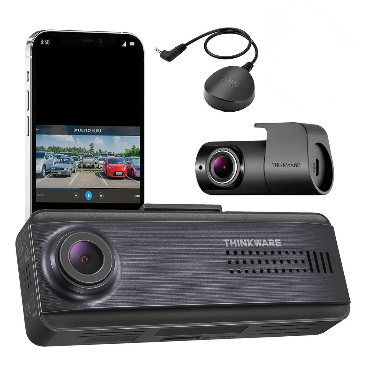 Thinkware Q200 2CH Dash Cam | 2K QHD Front + 1080p Rear, Super Night Vision 2.0 & GPS Included