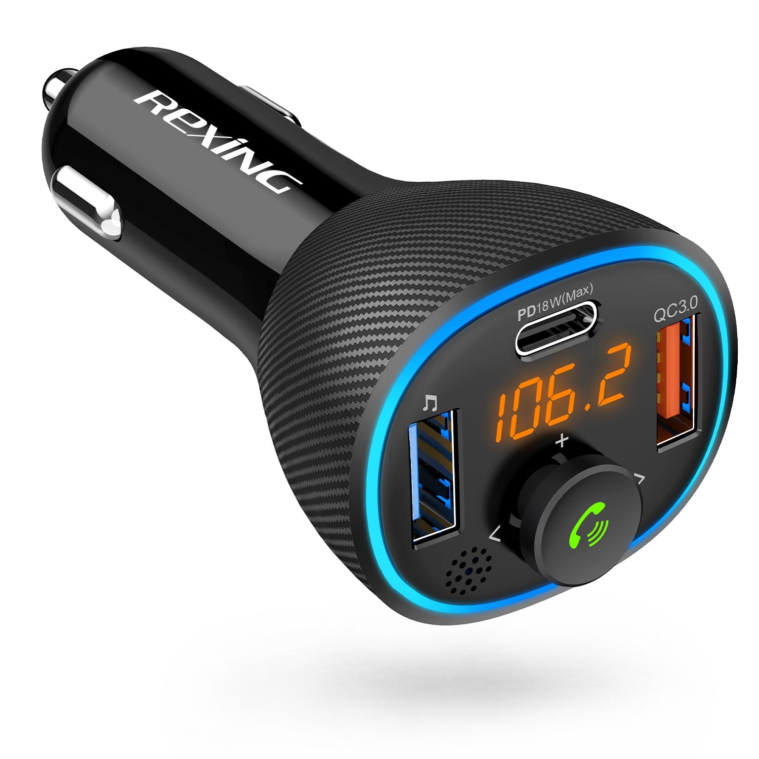 Rexing FM3 Bluetooth 5.0 FM Transmitter & Car Charger | QC 3.0 + USB-C PD