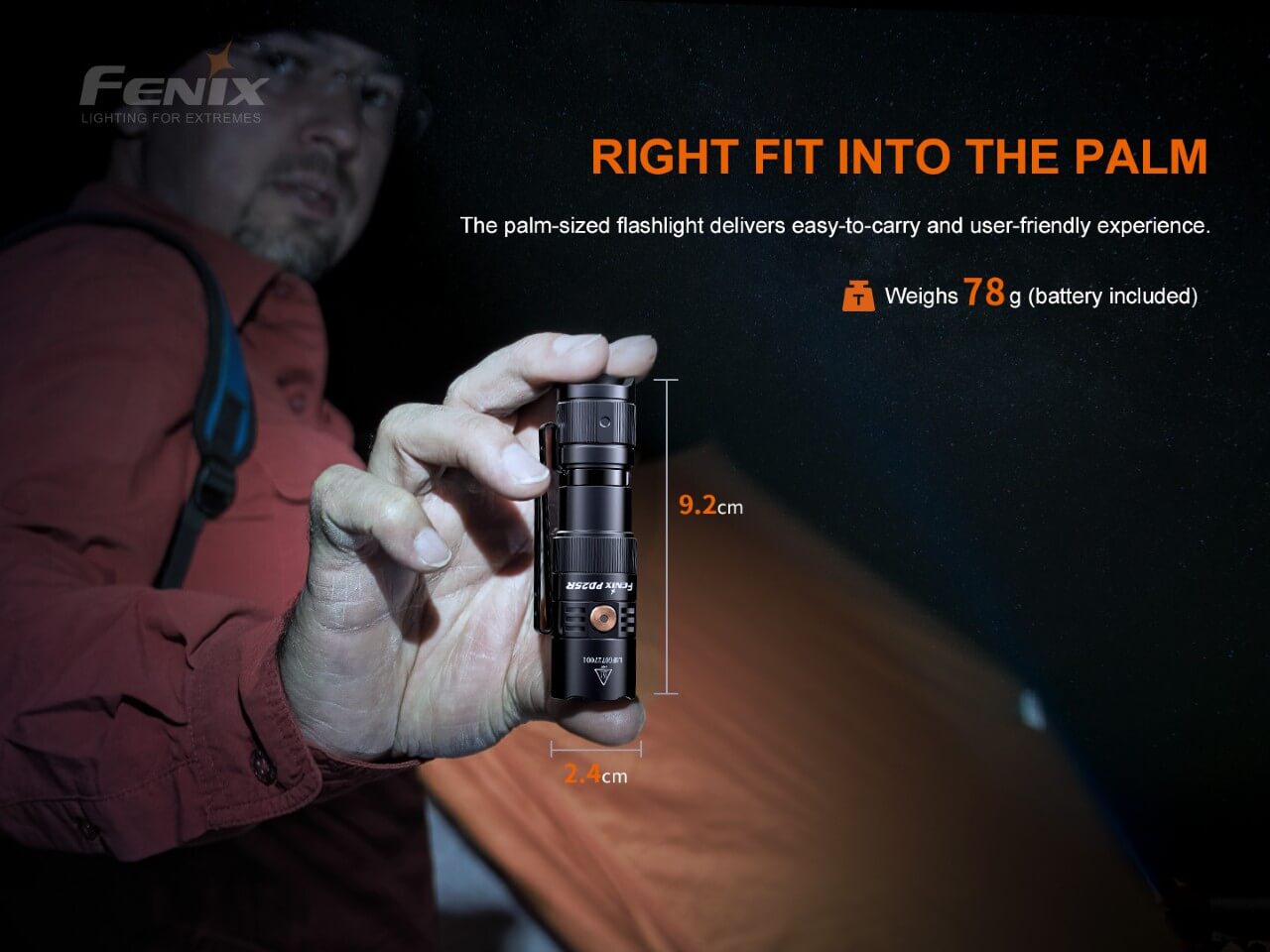 Fenix PD25R Rechargeable EDC Flashlight | 800 Lumens, 250m Beam, IP68