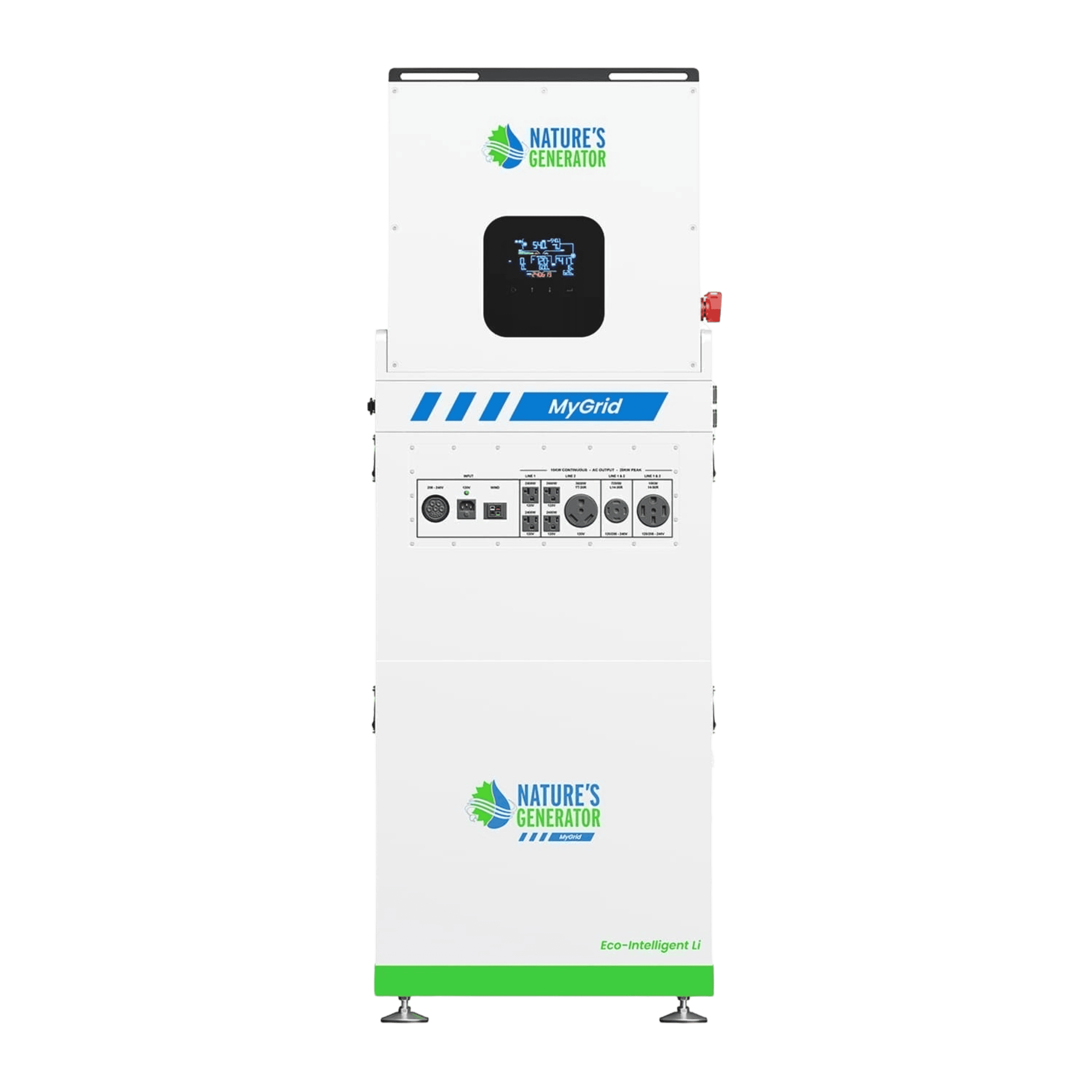 Nature's Generator MyGrid 10K Whole Home Generator | 10,000W, 10,496Wh LiFePO₄, Solar, Wind & AC Input