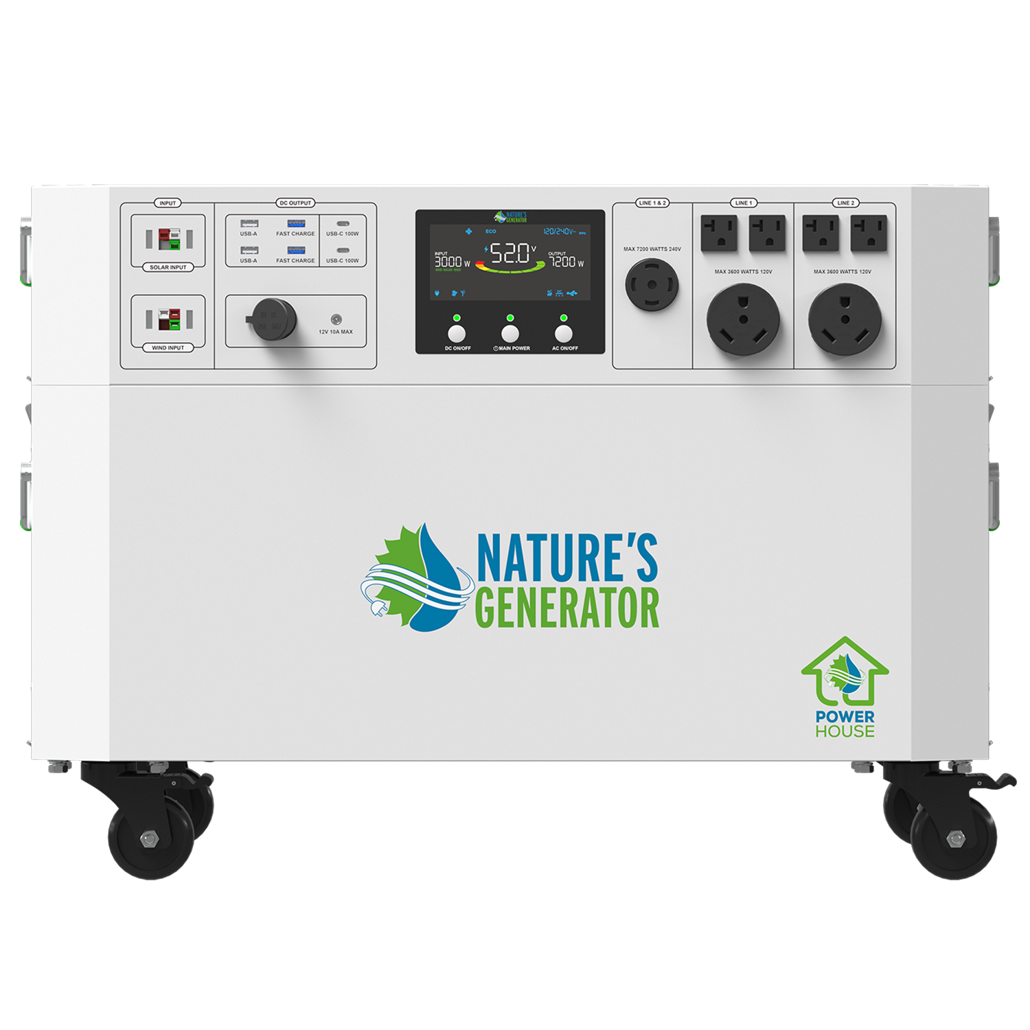 Nature's Generator Powerhouse V2 Whole Home Generator | 7,200W, 4,800Wh, LiFePO₄, 10ms UPS