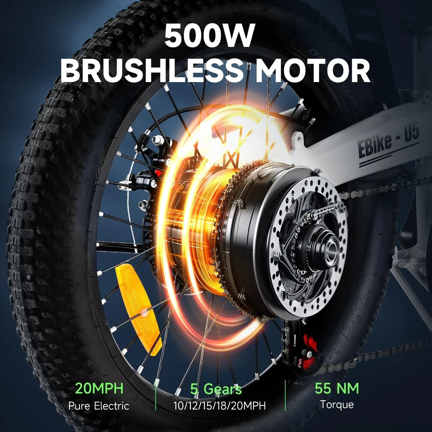 U5 500W 20" Folding eBike - Compact, Lightweight, and Powerful