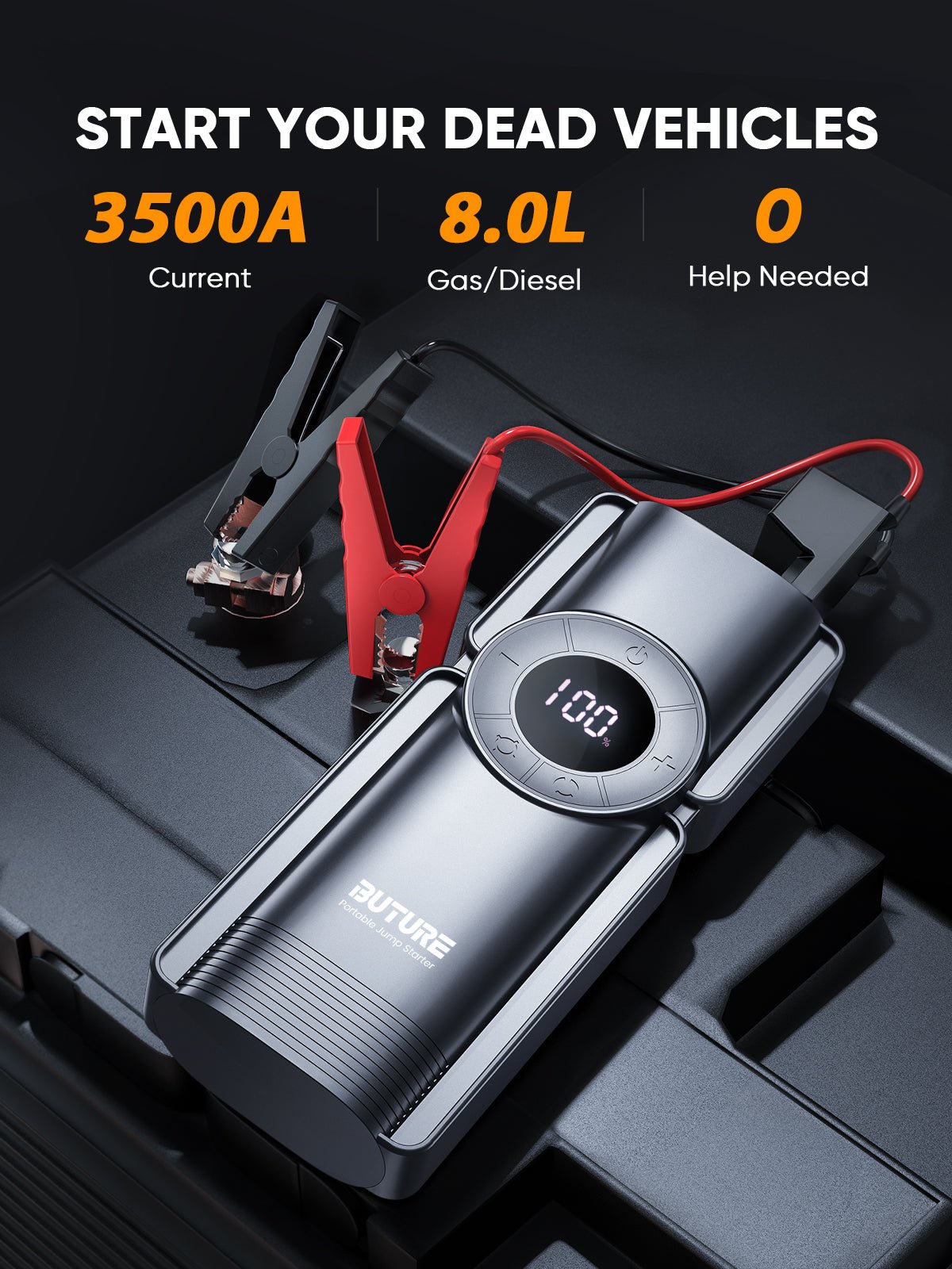 Buture Beta01 3500A Jump Starter with Air Compressor | 150PSI, 20000mAh, 4-in-1