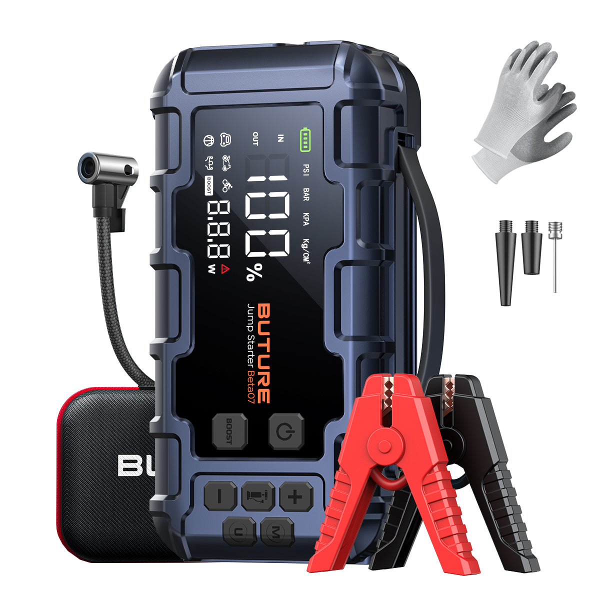 Buture Beta07 6000A Jump Starter & Air Compressor | 26800mAh, PD45W, 160PSI, 45L/Min